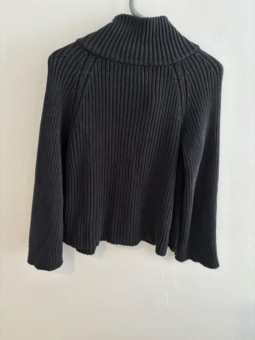 Talbots Black Ribbed Button-Front Cardigan - Picture 3 of 8